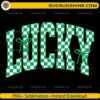 Lucky Checkerboard St Patrick's Day PNG with distressed green checkered pattern and ribbon accents