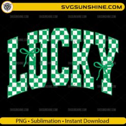 Lucky Checkerboard St Patrick's Day PNG with distressed green checkered pattern and ribbon accents