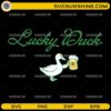 Lucky Duck St Patrick’s Day SVG duck holding shamrock beer mug design