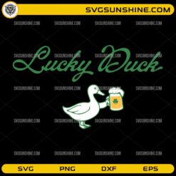 Lucky Duck St Patrick’s Day SVG duck holding shamrock beer mug design