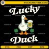 Lucky Duck SVG funny St Patrick’s Day duck holding beer mug with shamrock