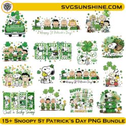 Lucky Snoopy St Patrick’s Day PNG bundle with clover and holiday characters
