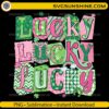 Lucky St Patrick's Day PNG - Retro Lucky PNG Design with mixed patchwork patterns and pink bows