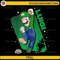 Luigi PNG green jumping Super Mario Galaxy design with stars