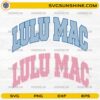 Lulu Mac PNG varsity style text design in blue and pink colors