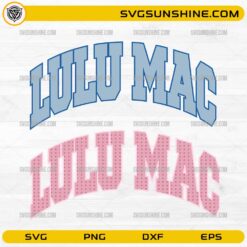 Lulu Mac PNG varsity style text design in blue and pink colors