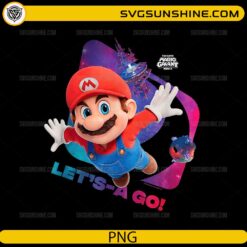 Mario Let’s-A Go PNG flying in space colorful galaxy design