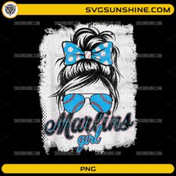 marlins girl messy bun png baseball mom sunglasses retro design