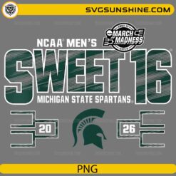 Michigan State Spartans Sweet 16 2026 PNG | NCAA March Madness Basketball Design