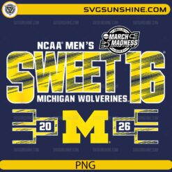 Michigan Wolverines Sweet 16 2026 PNG | NCAA March Madness Basketball Design