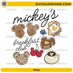 Mickey breakfast club PNG with Mickey pancakes waffles coffee and toast