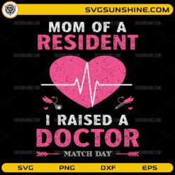 Mom of a Resident SVG with heartbeat heart design for Match Day