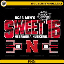 Nebraska Cornhuskers Sweet 16 2026 PNG | March Madness NCAA Basketball Design
