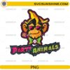 Party Animals Monkey Baseball PNG Design neon cartoon mascot