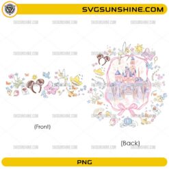 Princess Castle Watercolor PNG pastel fairy tale front and back design