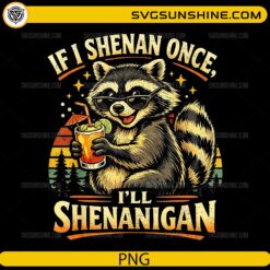 Shenanigan Raccoon Summer PNG funny raccoon with tropical drink retro design