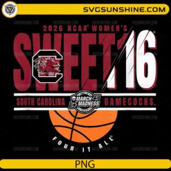 South Carolina Gamecocks Sweet 16 2026 PNG – Women’s March Madness Design