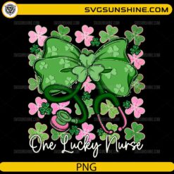 St Patrick Nurse Shamrock PNG stethoscope bow with clover leaves