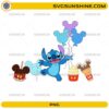 Stitch holding Mickey balloons with Disney ice cream desserts PNG design