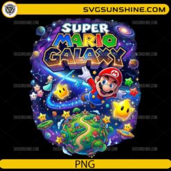 Super Mario Galaxy PNG colorful Mario flying in space with stars