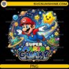 Super Mario Galaxy PNG cute Mario flying in space with stars and planets