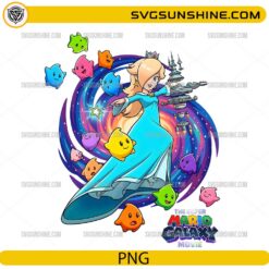Super Mario Galaxy PNG Mario Rosalina Luma stars colorful galaxy design