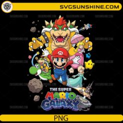 Super Mario Galaxy PNG design Mario Bowser Peach Yoshi space adventure
