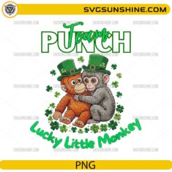 Team Punch Lucky Little Monkey PNG cute monkeys with shamrocks St Patricks Day design