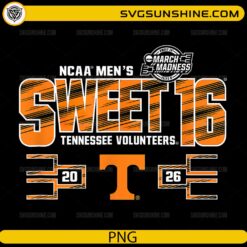 Tennessee Volunteers Sweet 16 2026 PNG &ndash; NCAA Men&rsquo;s March Madness Design