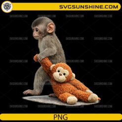 The Monkey Punch with Plush Toy PNG cute baby monkey holding stuffed toy