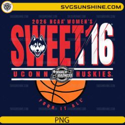 uconn huskies sweet 16 2026 womens march madness png design
