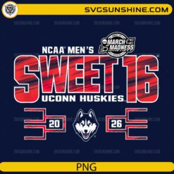 UConn Huskies Sweet 16 2026 NCAA March Madness basketball PNG design