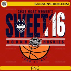 UConn Huskies Women’s Sweet 16 2026 NCAA March Madness basketball PNG design