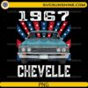 1967 Chevelle classic muscle car with American flag vintage design