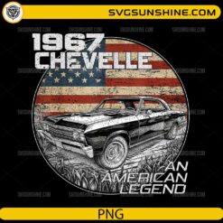 1967 Chevelle muscle car with American flag vintage American legend design