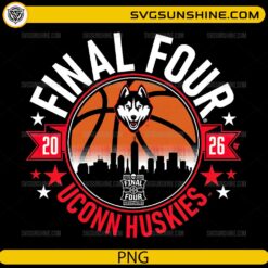 2026 NCAA Men’s Final Four UConn Huskies Indianapolis skyline basketball PNG design