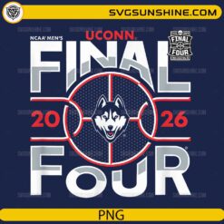 2026 NCAA Men’s Final Four UConn Huskies modern basketball court PNG design