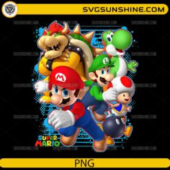 Super Mario characters Mario Luigi Bowser Yoshi PNG design