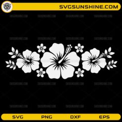 hibiscus flower SVG tropical floral border design with leaves