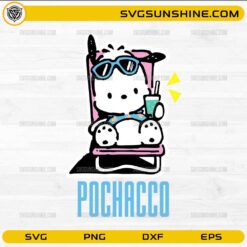 Pochacco summer SVG with sunglasses and drink relaxing