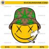 smiley face smoking joint wearing weed leaf bucket hat svg