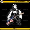 Abraham Lincoln playing electric guitar with American flag patriotic vintage design