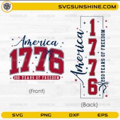 America 1776 SVG bundle 250 years of freedom patriotic front and back design