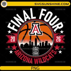 Arizona Wildcats Final Four 2026 skyline basketball PNG black background
