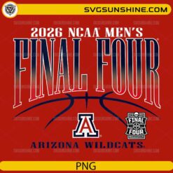 Arizona Wildcats 2026 NCAA Men’s Final Four PNG design red background