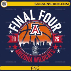 Arizona Wildcats Final Four 2026 skyline basketball PNG design