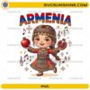Cute Armenia girl PNG wearing traditional dress holding pomegranates
