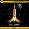 Artemis 2026 rocket launch PNG with moon and space background