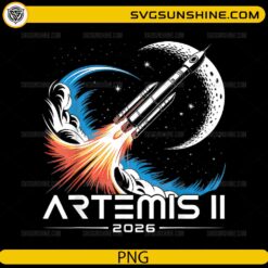 Artemis II 2026 rocket launch graphic heading to the Moon PNG