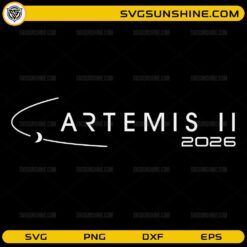 Artemis II 2026 SVG space mission moon design with crescent orbit graphic